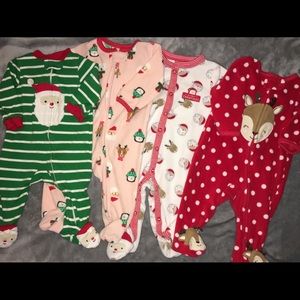 4 Christmas Footie PJs